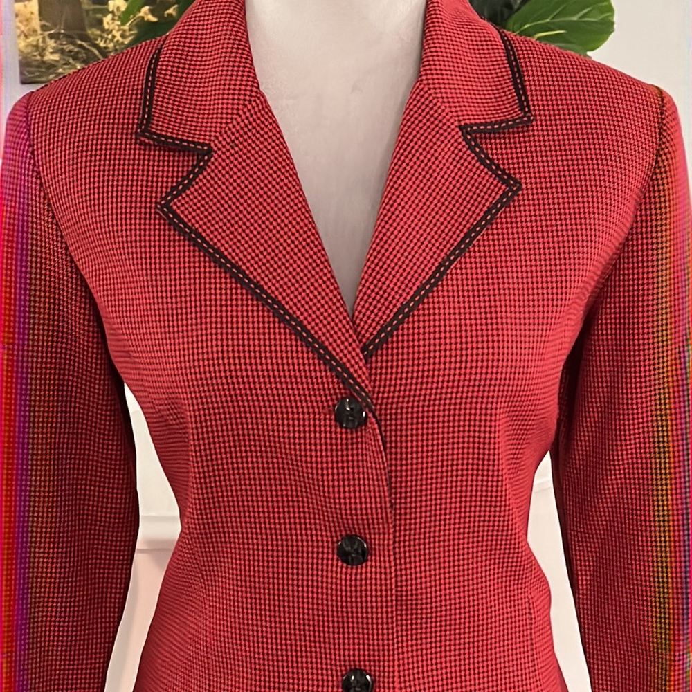 Red Houndstooth Pantsuit